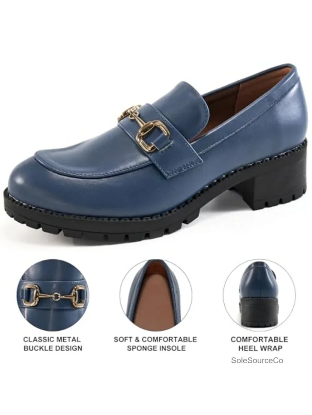 Platform Loafers for Women Faux Leather Slip On Chunky Dress Shoes Work Business